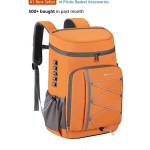 Maelstrom Cooler Backpack - 35 Can Insulated Soft Cooler Lunch Bag Orange New